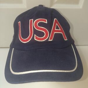 USA Olympics Hat 2004 Athens Greece Adjustable Strapback Blue Roots